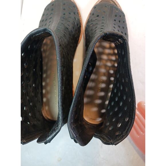 Loeffler Randall Ione Booties Perforated Open Toe Women's Size 10 Black Leather - Picture 8 of 10